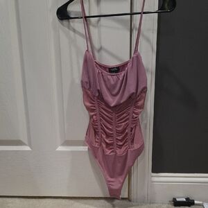 Pink Ruched Bodysuit